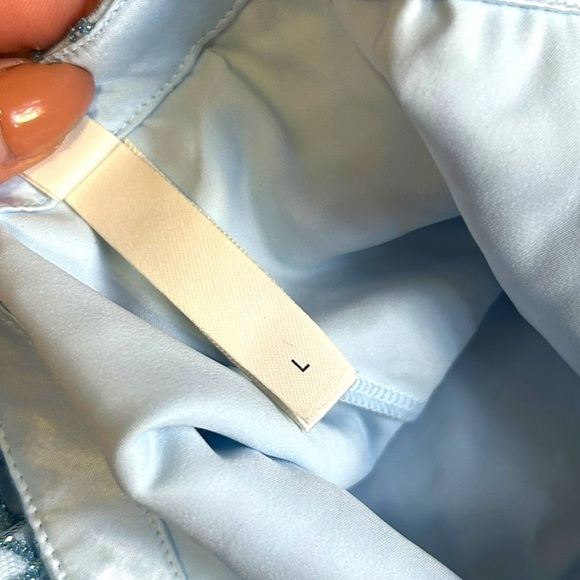 NWT For Love and Lemons Glitter Grid Minitter Grid Mini Skirt Blue Size Large - Picture 13 of 16